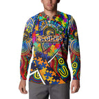 Autism Awareness Australia West Coast Eagles Button Sweatshirt Aboriginal Indigenous Art