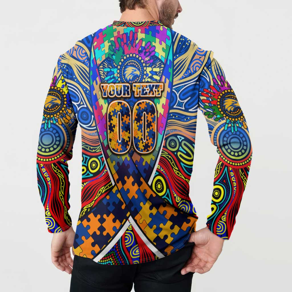 Autism Awareness Australia West Coast Eagles Button Sweatshirt Aboriginal Indigenous Art