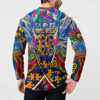 Autism Awareness Australia West Coast Eagles Button Sweatshirt Aboriginal Indigenous Art
