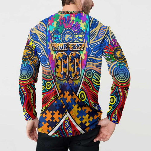 Autism Awareness Australia West Coast Eagles Button Sweatshirt Aboriginal Indigenous Art