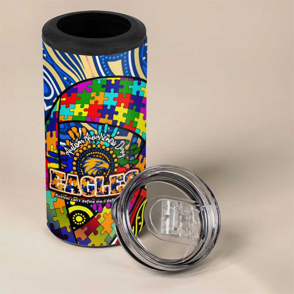 Autism Awareness Australia West Coast Eagles 4 in 1 Can Cooler Tumbler Aboriginal Indigenous Art