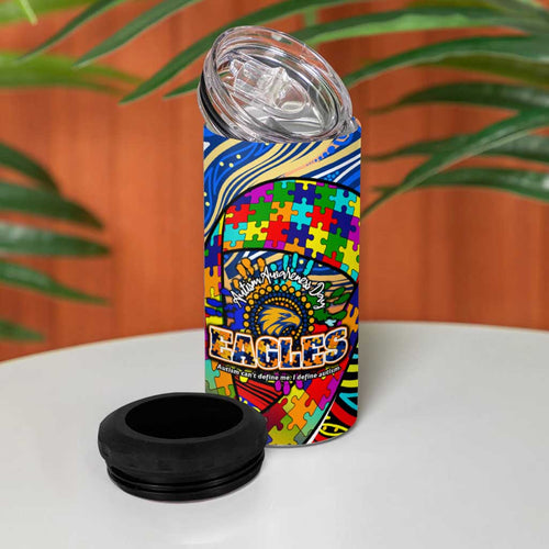 Autism Awareness Australia West Coast Eagles 4 in 1 Can Cooler Tumbler Aboriginal Indigenous Art
