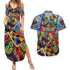 Autism Awareness Australia West Coast Eagles Couples Matching Summer Maxi Dress and Hawaiian Shirt Aboriginal Indigenous Art