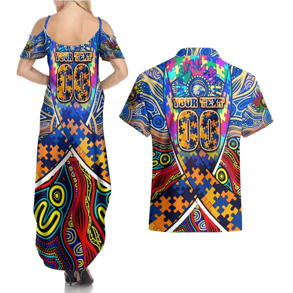 Autism Awareness Australia West Coast Eagles Couples Matching Summer Maxi Dress and Hawaiian Shirt Aboriginal Indigenous Art