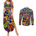 Autism Awareness Australia West Coast Eagles Couples Matching Summer Maxi Dress and Long Sleeve Button Shirt Aboriginal Indigenous Art