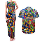 Autism Awareness Australia West Coast Eagles Couples Matching Tank Maxi Dress and Hawaiian Shirt Aboriginal Indigenous Art