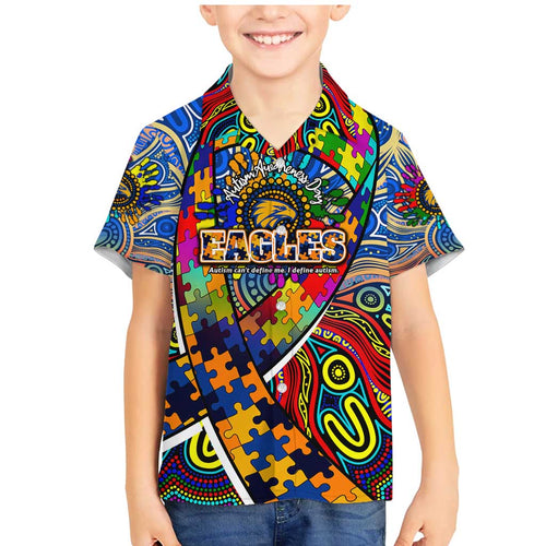 Autism Awareness Australia West Coast Eagles Family Matching Mermaid Dress and Hawaiian Shirt Aboriginal Indigenous Art