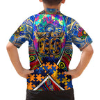 Autism Awareness Australia West Coast Eagles Family Matching Off The Shoulder Long Sleeve Dress and Hawaiian Shirt Aboriginal Indigenous Art