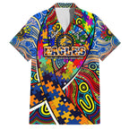 Autism Awareness Australia West Coast Eagles Family Matching Off The Shoulder Long Sleeve Dress and Hawaiian Shirt Aboriginal Indigenous Art