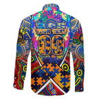 Autism Awareness Australia West Coast Eagles Family Matching Off The Shoulder Long Sleeve Dress and Hawaiian Shirt Aboriginal Indigenous Art