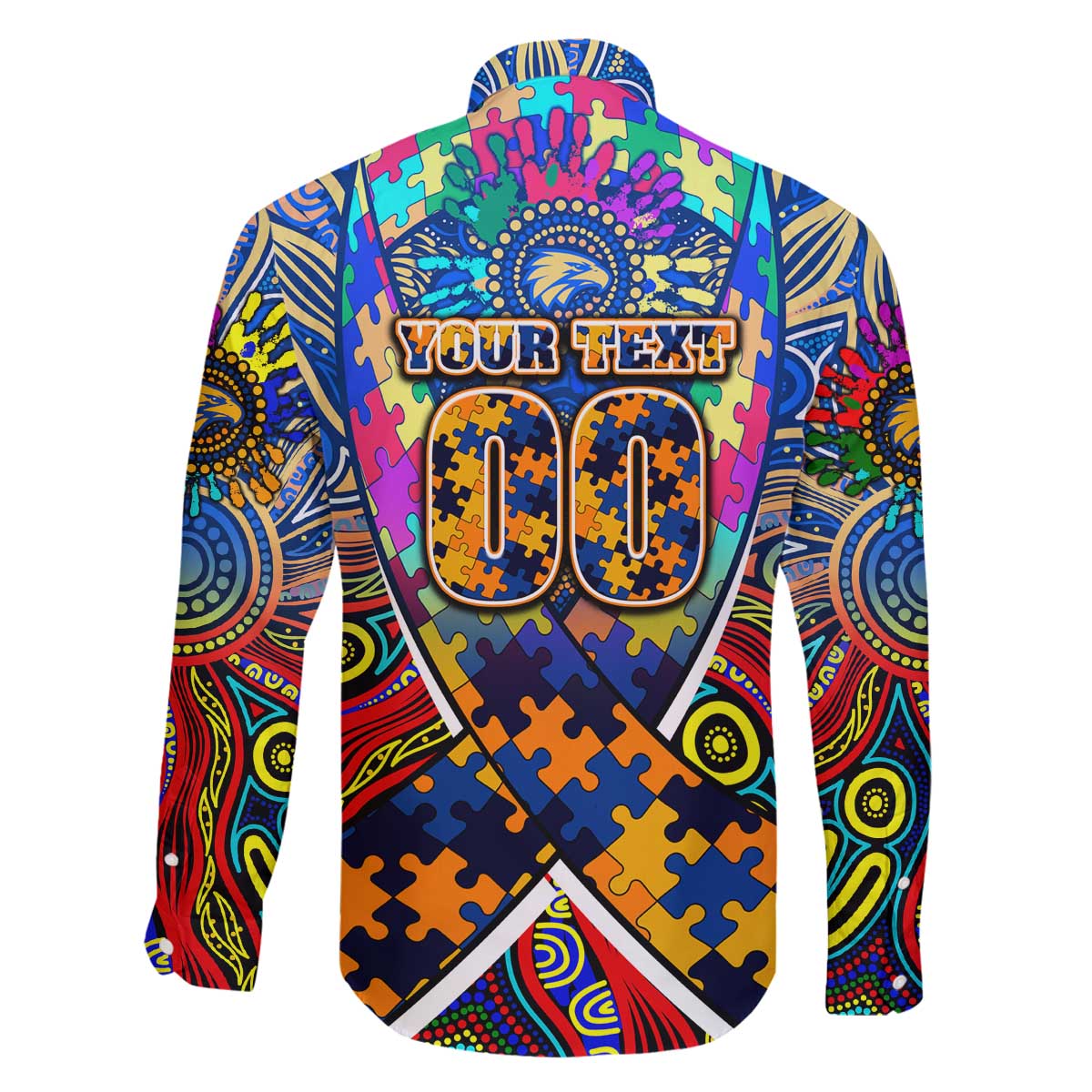 Autism Awareness Australia West Coast Eagles Family Matching Off The Shoulder Long Sleeve Dress and Hawaiian Shirt Aboriginal Indigenous Art