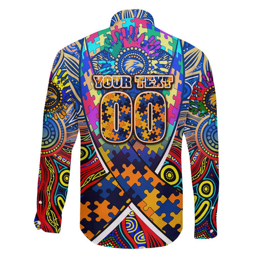 Autism Awareness Australia West Coast Eagles Family Matching Off Shoulder Maxi Dress and Hawaiian Shirt Aboriginal Indigenous Art