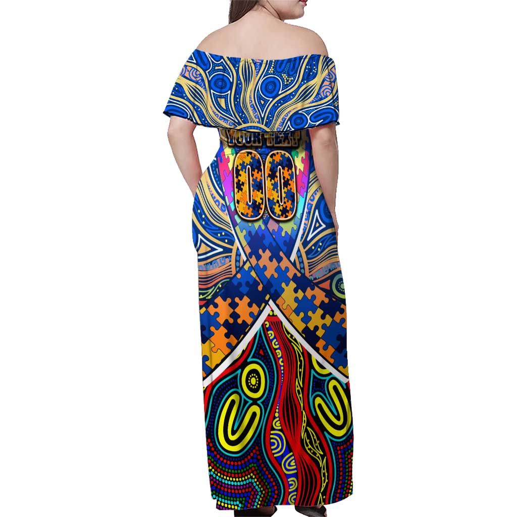 Autism Awareness Australia West Coast Eagles Family Matching Off Shoulder Maxi Dress and Hawaiian Shirt Aboriginal Indigenous Art
