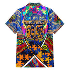 Autism Awareness Australia West Coast Eagles Family Matching Off Shoulder Short Dress and Hawaiian Shirt Aboriginal Indigenous Art