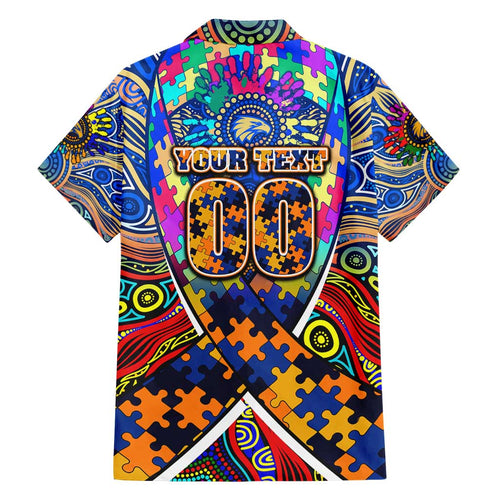 Autism Awareness Australia West Coast Eagles Family Matching Off Shoulder Short Dress and Hawaiian Shirt Aboriginal Indigenous Art