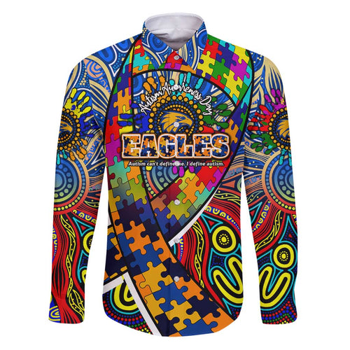 Autism Awareness Australia West Coast Eagles Family Matching Puletasi and Hawaiian Shirt Aboriginal Indigenous Art