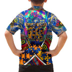 Autism Awareness Australia West Coast Eagles Family Matching Short Sleeve Bodycon Dress and Hawaiian Shirt Aboriginal Indigenous Art