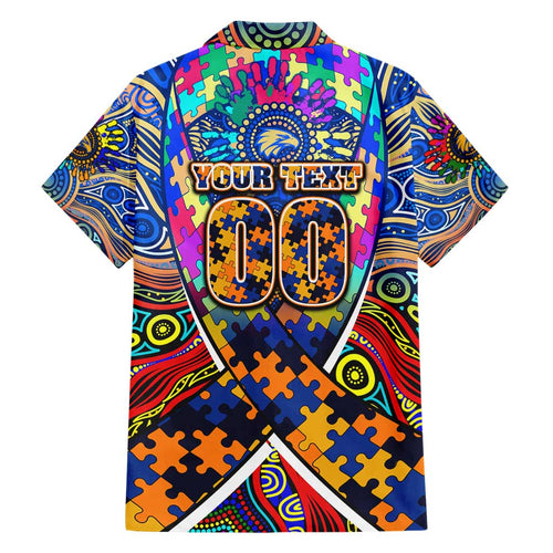 Autism Awareness Australia West Coast Eagles Family Matching Short Sleeve Bodycon Dress and Hawaiian Shirt Aboriginal Indigenous Art
