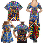 Autism Awareness Australia West Coast Eagles Family Matching Summer Maxi Dress and Hawaiian Shirt Aboriginal Indigenous Art