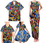 Autism Awareness Australia West Coast Eagles Family Matching Tank Maxi Dress and Hawaiian Shirt Aboriginal Indigenous Art