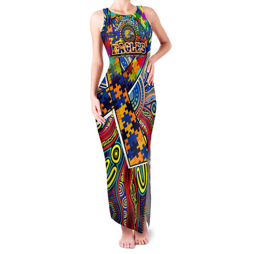 Autism Awareness Australia West Coast Eagles Family Matching Tank Maxi Dress and Hawaiian Shirt Aboriginal Indigenous Art