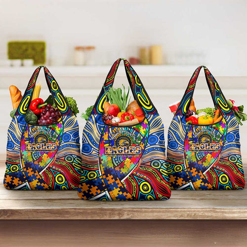 Autism Awareness Australia West Coast Eagles Grocery Bag Aboriginal Indigenous Art