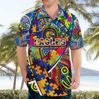 Autism Awareness Australia West Coast Eagles Hawaiian Shirt Aboriginal Indigenous Art