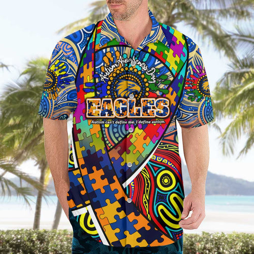 Autism Awareness Australia West Coast Eagles Hawaiian Shirt Aboriginal Indigenous Art