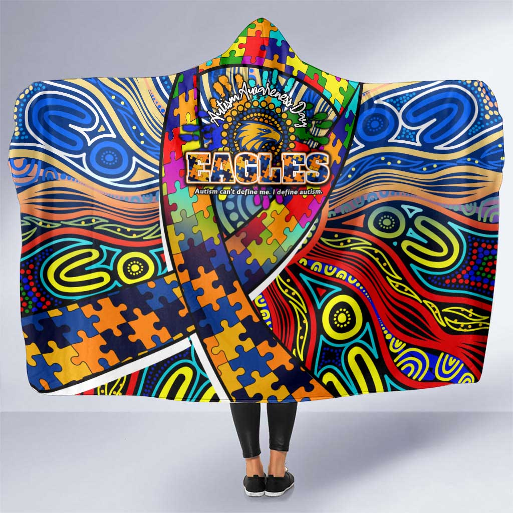 Autism Awareness Australia West Coast Eagles Hooded Blanket Aboriginal Indigenous Art