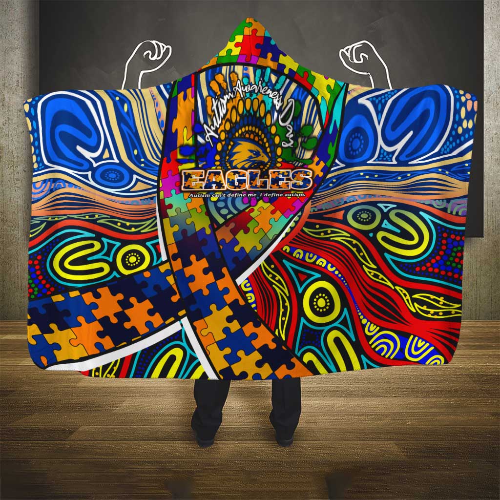 Autism Awareness Australia West Coast Eagles Hooded Blanket Aboriginal Indigenous Art