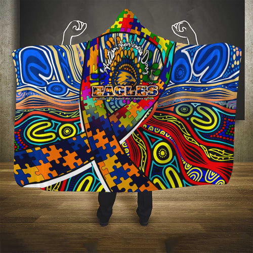 Autism Awareness Australia West Coast Eagles Hooded Blanket Aboriginal Indigenous Art
