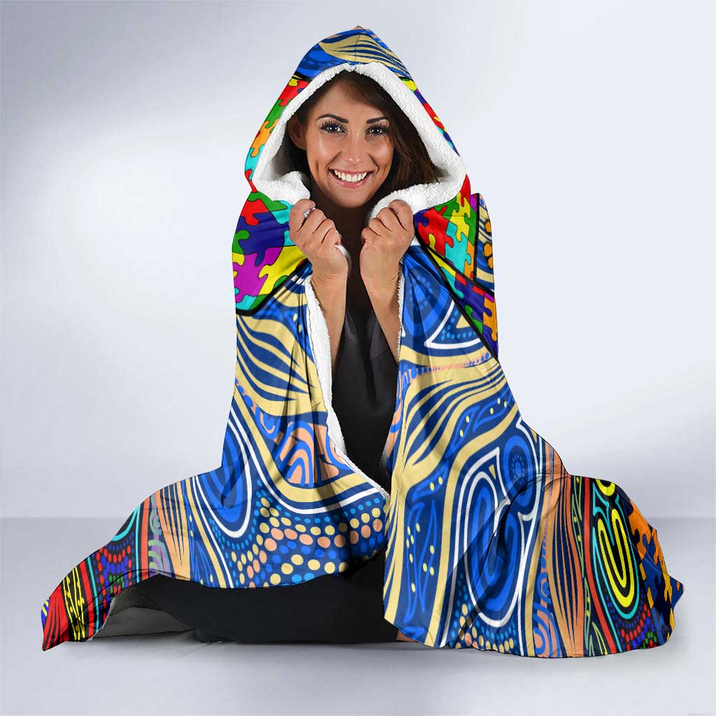 Autism Awareness Australia West Coast Eagles Hooded Blanket Aboriginal Indigenous Art