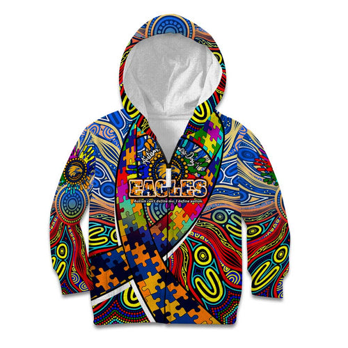 Autism Awareness Australia West Coast Eagles Kid Hoodie Aboriginal Indigenous Art