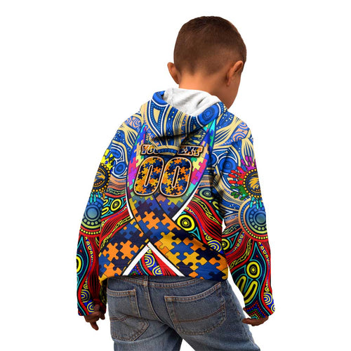 Autism Awareness Australia West Coast Eagles Kid Hoodie Aboriginal Indigenous Art