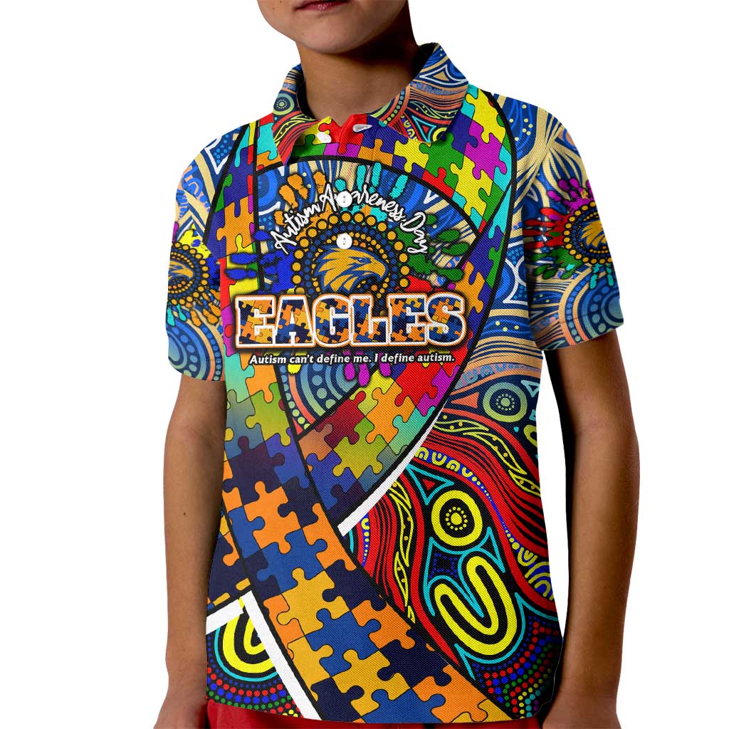 Autism Awareness Australia West Coast Eagles Kid Polo Shirt Aboriginal Indigenous Art