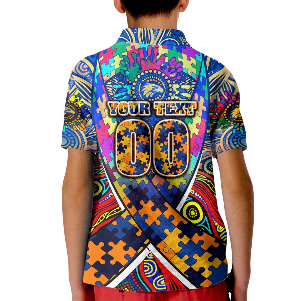 Autism Awareness Australia West Coast Eagles Kid Polo Shirt Aboriginal Indigenous Art