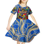 Autism Awareness Australia West Coast Eagles Kid Short Sleeve Dress Aboriginal Indigenous Art