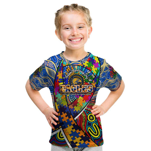 Autism Awareness Australia West Coast Eagles Kid T Shirt Aboriginal Indigenous Art