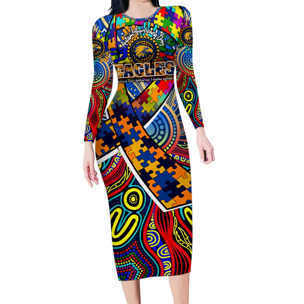 Autism Awareness Australia West Coast Eagles Long Sleeve Bodycon Dress Aboriginal Indigenous Art