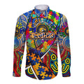 Autism Awareness Australia West Coast Eagles Long Sleeve Button Shirt Aboriginal Indigenous Art