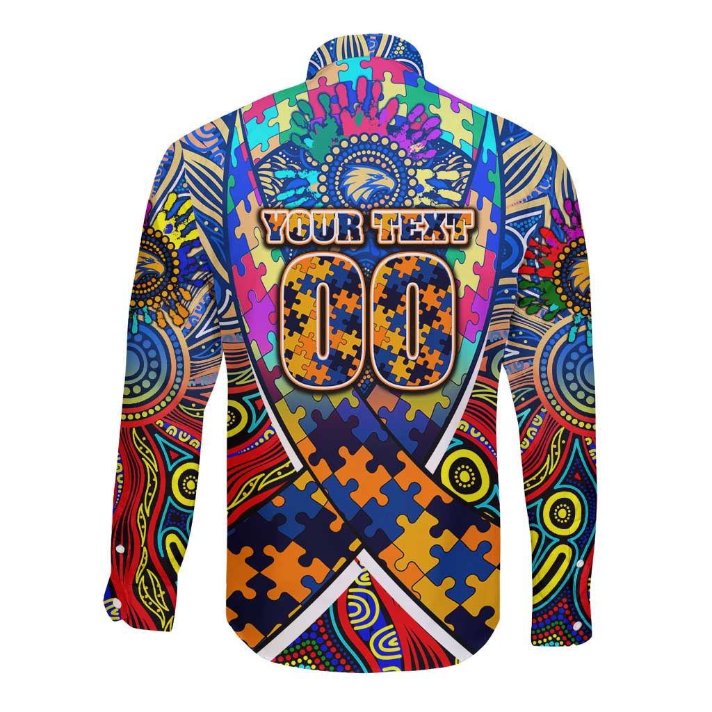 Autism Awareness Australia West Coast Eagles Long Sleeve Button Shirt Aboriginal Indigenous Art