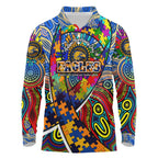 Autism Awareness Australia West Coast Eagles Long Sleeve Polo Shirt Aboriginal Indigenous Art