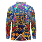 Autism Awareness Australia West Coast Eagles Long Sleeve Polo Shirt Aboriginal Indigenous Art