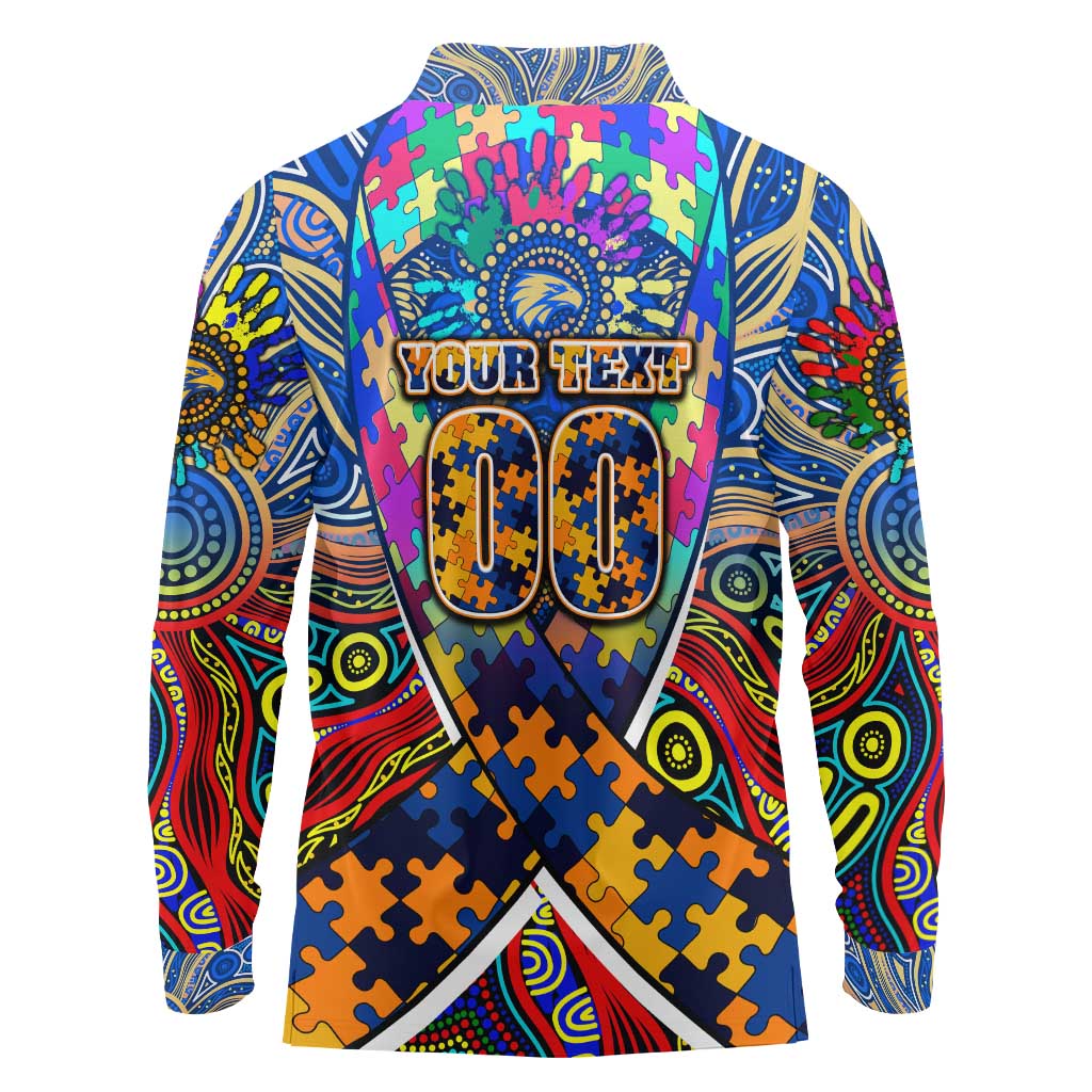 Autism Awareness Australia West Coast Eagles Long Sleeve Polo Shirt Aboriginal Indigenous Art