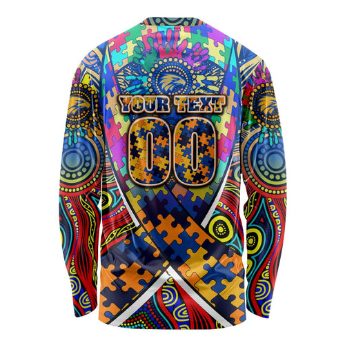 Autism Awareness Australia West Coast Eagles Long Sleeve Shirt Aboriginal Indigenous Art
