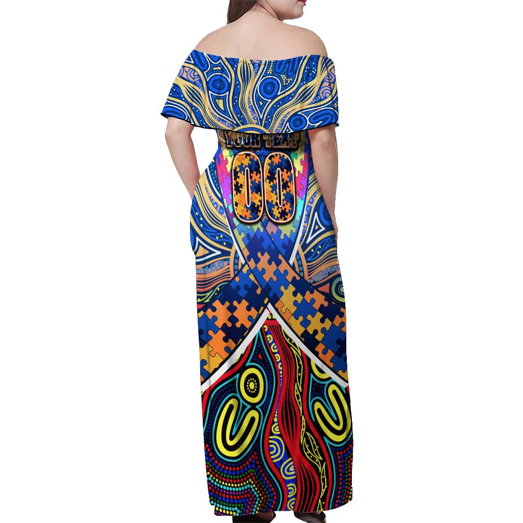 Autism Awareness Australia West Coast Eagles Off Shoulder Maxi Dress Aboriginal Indigenous Art