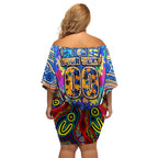 Autism Awareness Australia West Coast Eagles Off Shoulder Short Dress Aboriginal Indigenous Art