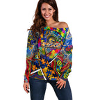 Autism Awareness Australia West Coast Eagles Off Shoulder Sweater Aboriginal Indigenous Art