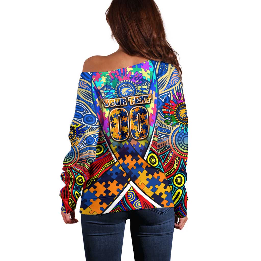 Autism Awareness Australia West Coast Eagles Off Shoulder Sweater Aboriginal Indigenous Art