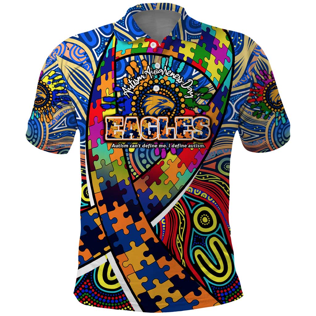 Autism Awareness Australia West Coast Eagles Polo Shirt Aboriginal Indigenous Art